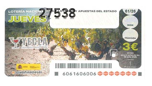 Décimo 27538 del sorteo 61-30/07/2026 Jueves