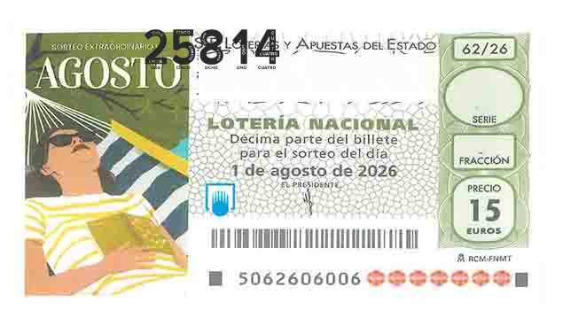 Décimo 25814 del sorteo 62-01/08/2026 Sábado