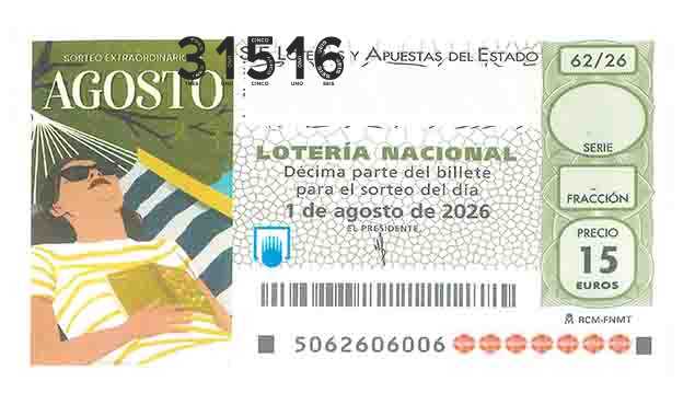 Décimo 31516 del sorteo 62-01/08/2026 Sábado