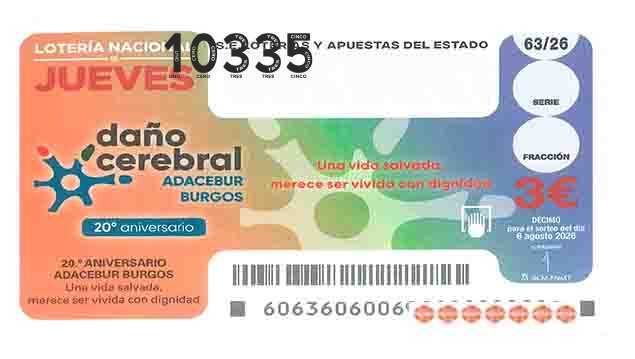 Décimo 10335 del sorteo 63-06/08/2026 Jueves