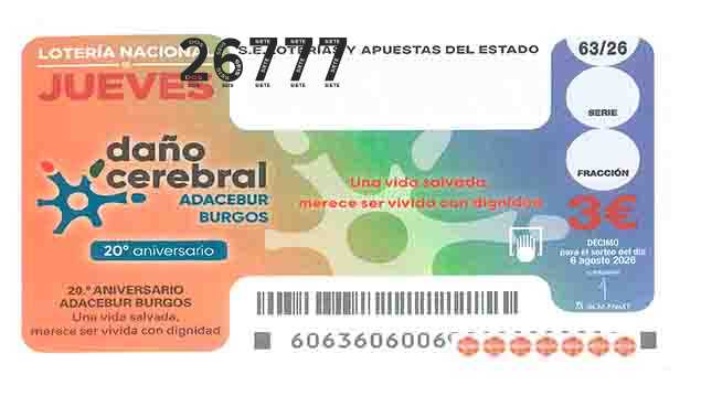 Décimo 26777 del sorteo 63-06/08/2026 Jueves