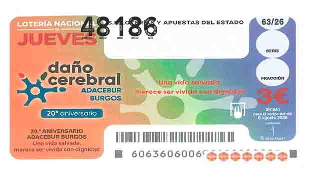 Décimo 48186 del sorteo 63-06/08/2026 Jueves