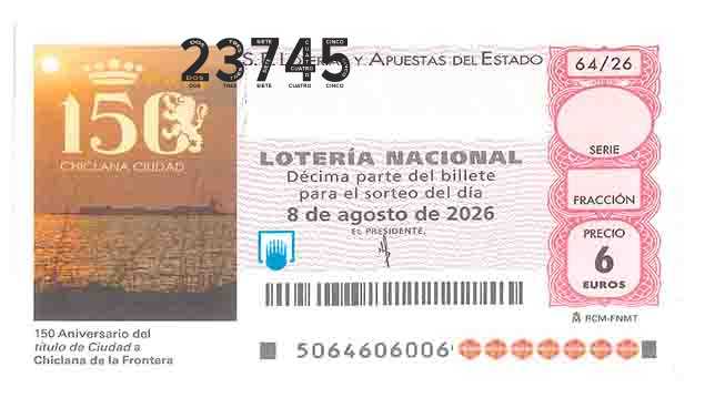 Décimo 23745 del sorteo 64-08/08/2026 Sábado