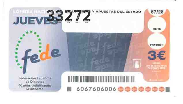Décimo 33272 del sorteo 67-20/08/2026 Jueves
