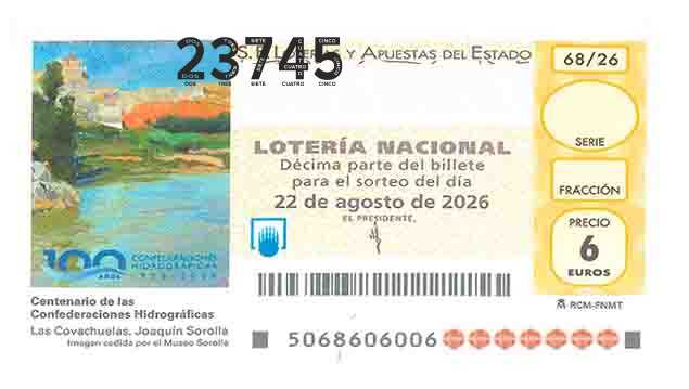 Décimo 23745 del sorteo 68-22/08/2026 Sábado