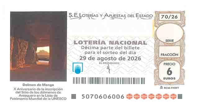 Décimo 99510 del sorteo 70-29/08/2026 Sábado